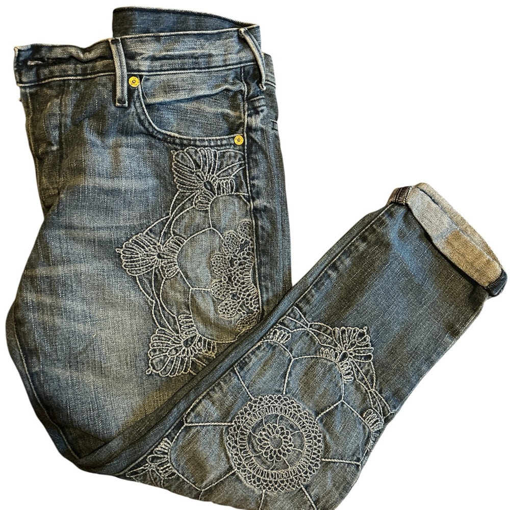 True Religion Jeans - Audrey Ankle Cropped Jeans with Intricate Embroidery
